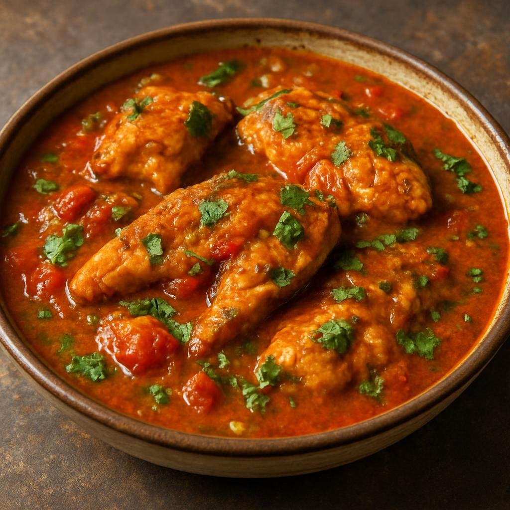Entree: Iran – Baluchi Iran – کاری ماهی بلوچ ➤ Kari Mahi-ye Baluchi (Spiced Balochi-style coastal fish curry made with tomatoes, turmeric, and fresh herbs) recipe