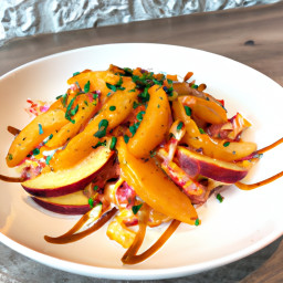 Salad: United States – Peach and Corn Slaw with Cider Dressing recipe