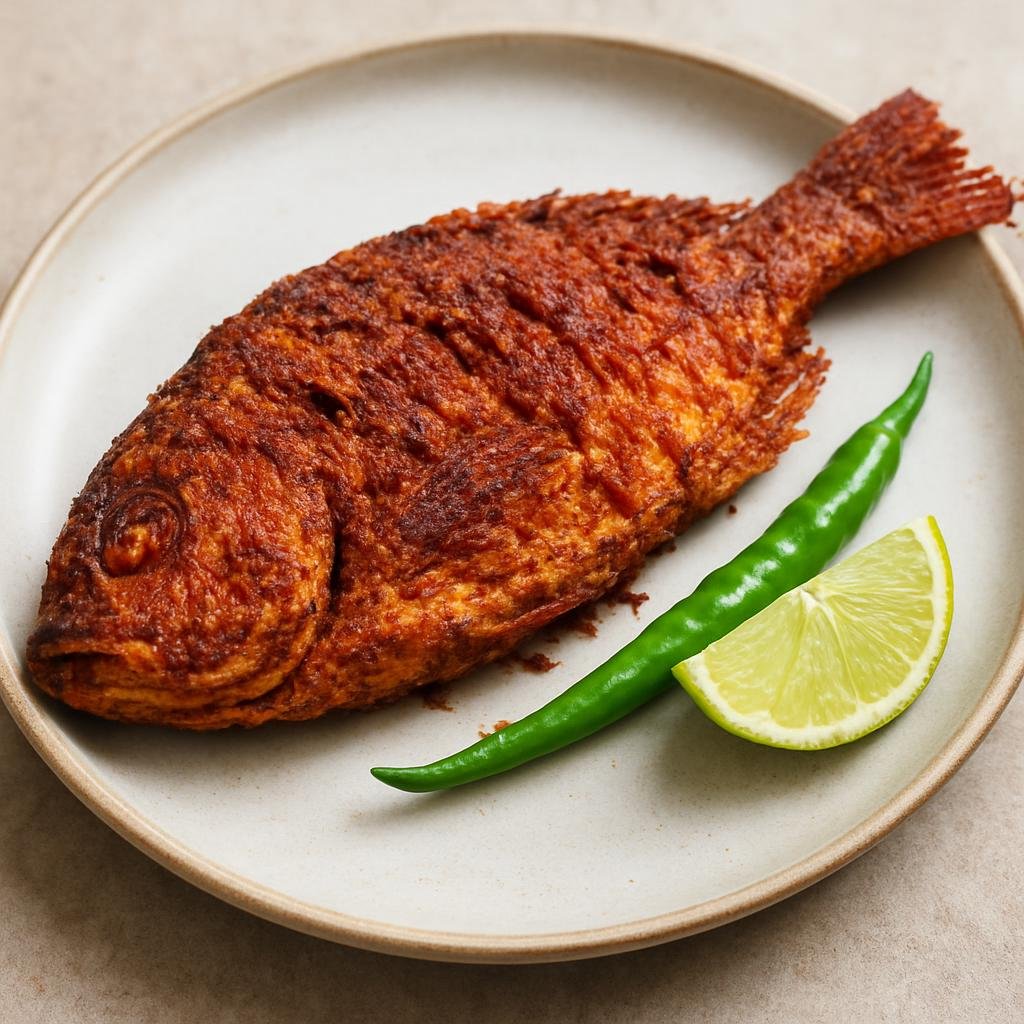 Entree: Sri Lanka – Jaffna Tamil Cuisine – யாழ்ப்பாண முறை வறுத்த மீன் ➤ Yaazhpaanam murai varutha meen (Crisp, spice-coated whole fish fried in Jaffna-style tangy and aromatic masala) recipe