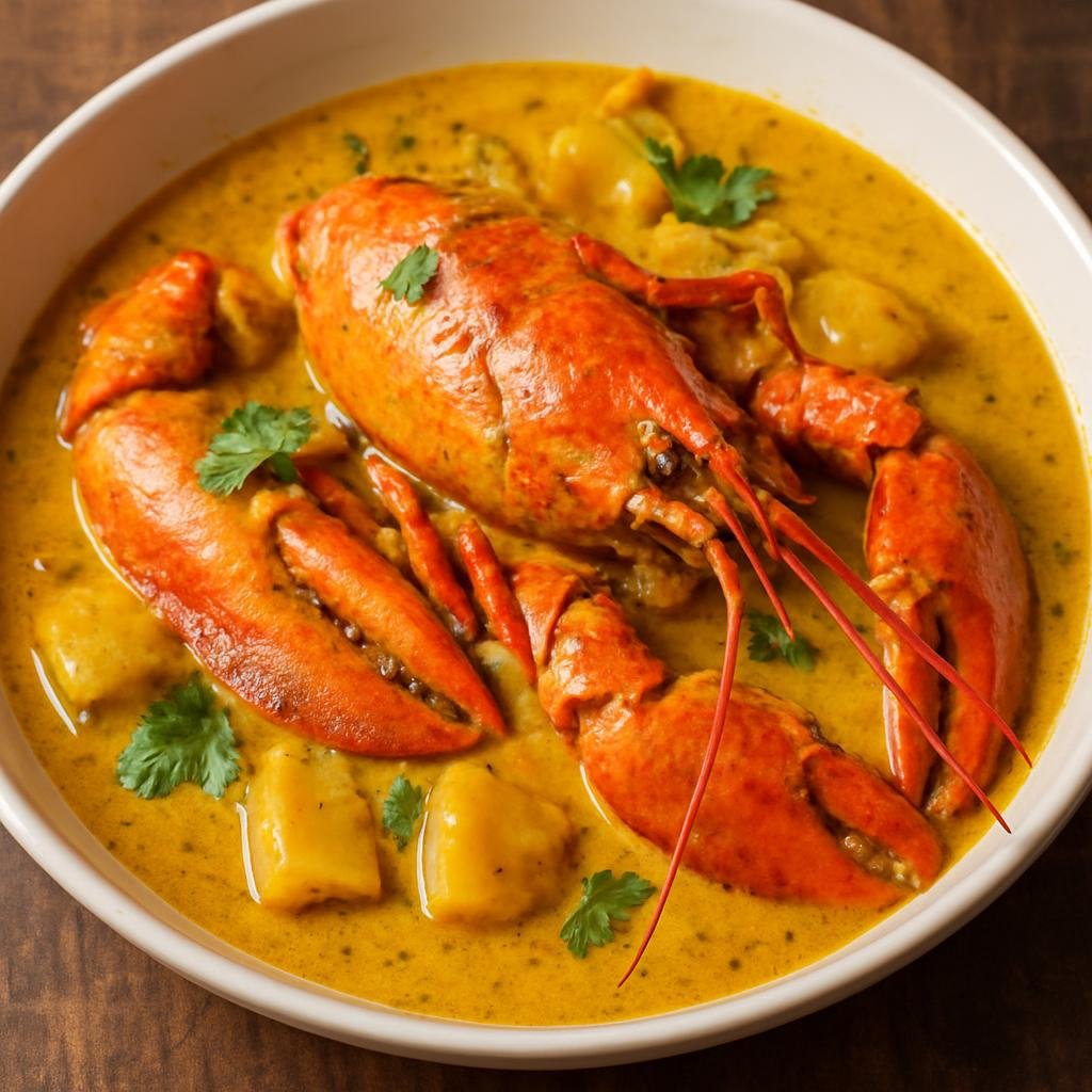 Entree: Antigua and Barbuda – National Cuisine – Coconut Curry Lobster (Antiguan-style lobster simmered in a fragrant spiced coconut milk curry) recipe