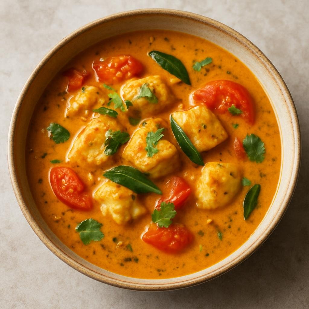 Entree: British Indian Ocean Territory – National Cuisine – Coconut Fish Stew (Island-style fish stew cooked in coconut milk with tomatoes, aromatics, and warming spices) recipe