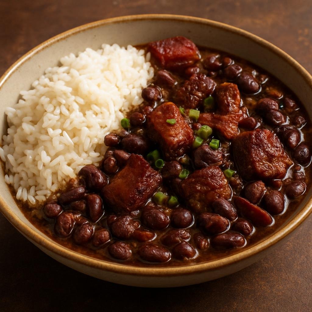 Entree: Angola – Central Culinary Region – Feijoada Angolana (Hearty Angolan bean and smoked-pork stew typically served with rice) recipe
