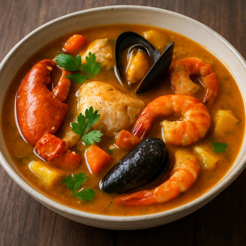 Entree: French Southern Territories – Northern Culinary Region – Bouillabaisse (Traditional Provençal fish stew of mixed fish, shellfish, vegetables, and saffron-infused broth) recipe