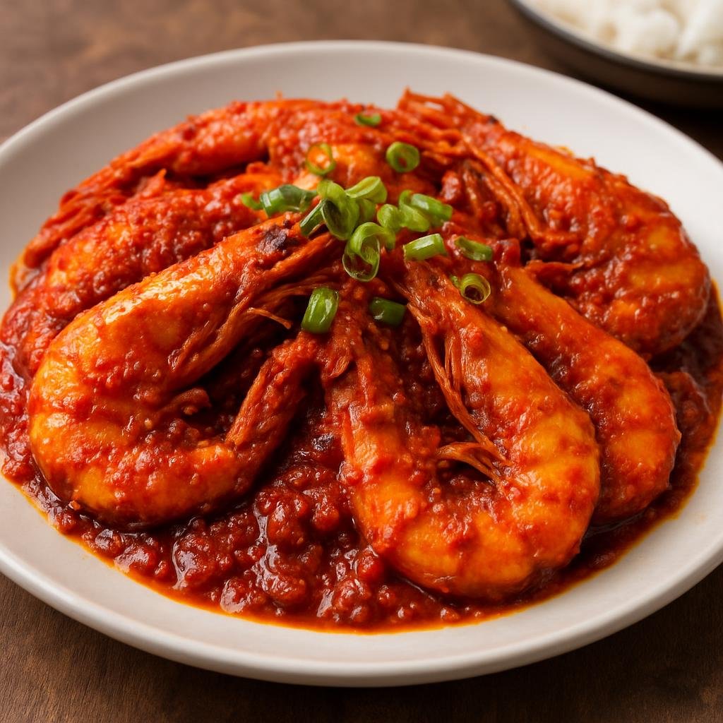 Entree: Brunei – Central Culinary Region – Udang Sambal (Spicy stir-fried prawns in a chili-shallot sambal sauce) recipe
