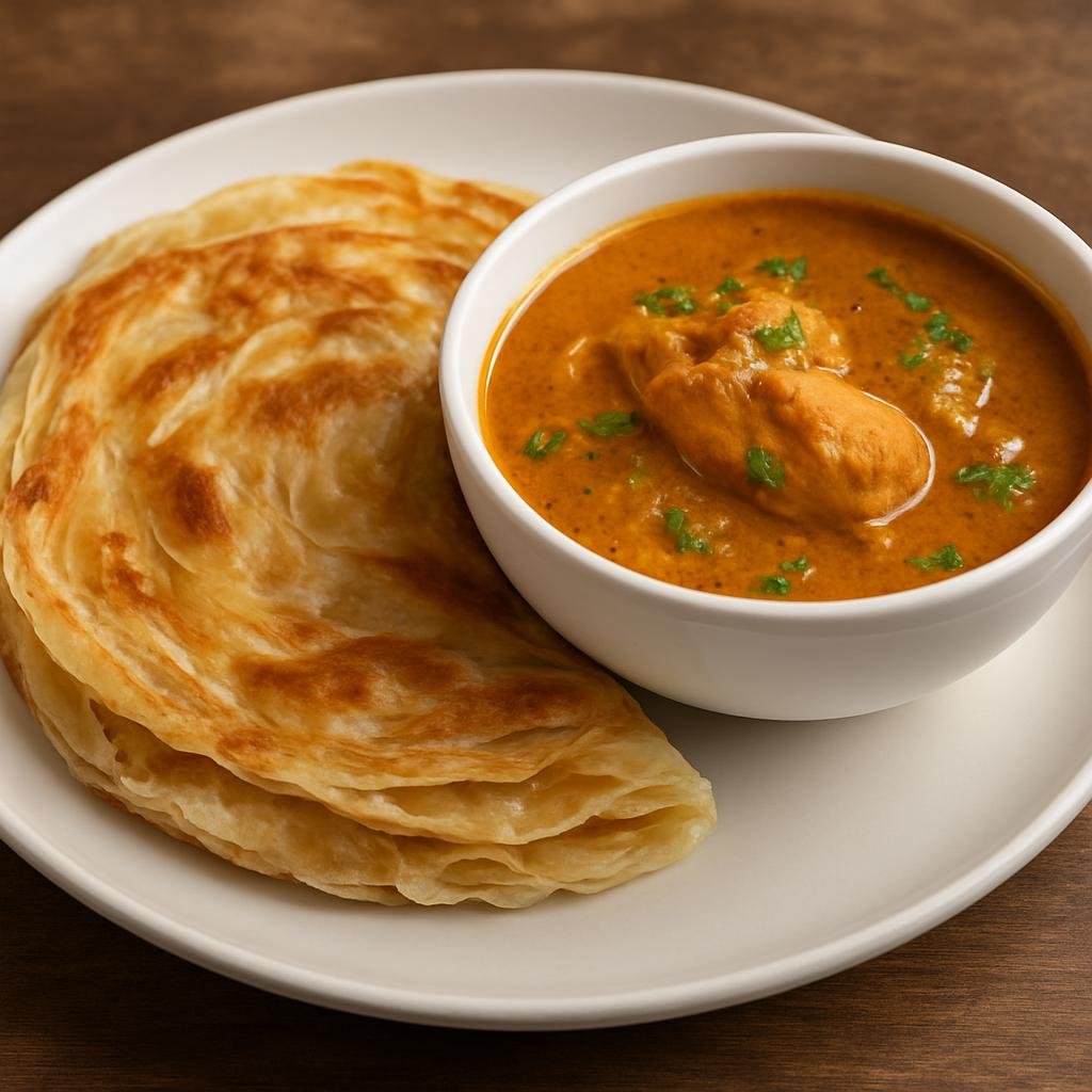 Entree: Cocos (Keeling) Islands – Roti Canai with Curry (Layered flatbread served with a fragrant coconut chicken curry) recipe