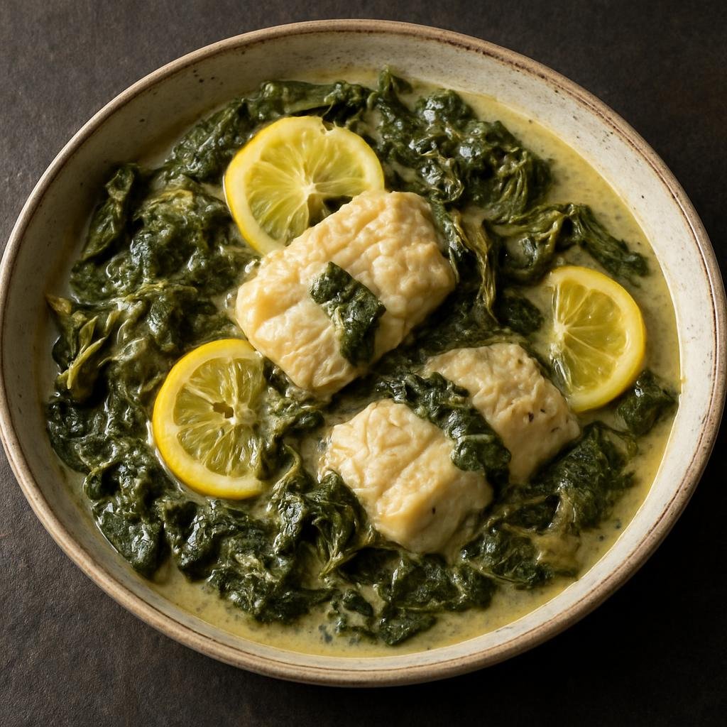 Entree: Cook Islands – Kuru Paka (A Cook Islands-style coconut-braised fish with taro leaves and citrus, cooked until tender in a creamy sauce) recipe