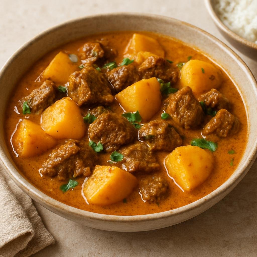 Entree: Fiji – Fijian Beef Curry (Fijian-style curried beef in coconut milk with potatoes and warm spices) recipe