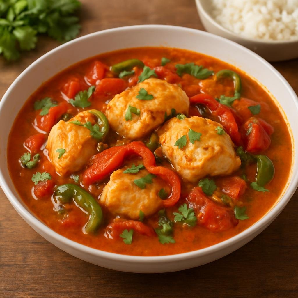 Entree: Brazil – Bahia – Ensopado de Peixe (Bahian coconut-and-palm-oil fish stew with peppers, tomatoes, and cilantro) recipe