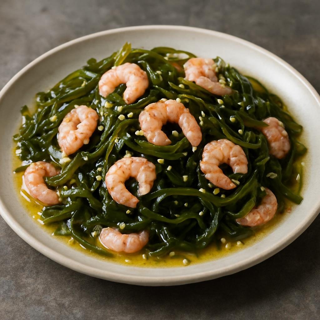 Entree: Antarctica – National Cuisine – Krill and Seaweed Salad (Cold composed dish of blanched Antarctic krill and marinated kelp finished with a bright citrus-sesame dressing) recipe