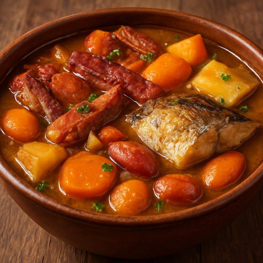 Entree: French Guiana – Northern Culinary Region – Bouillon d'Awara (Hearty Creole palm fruit stew with smoked meats, fish, and root vegetables) recipe