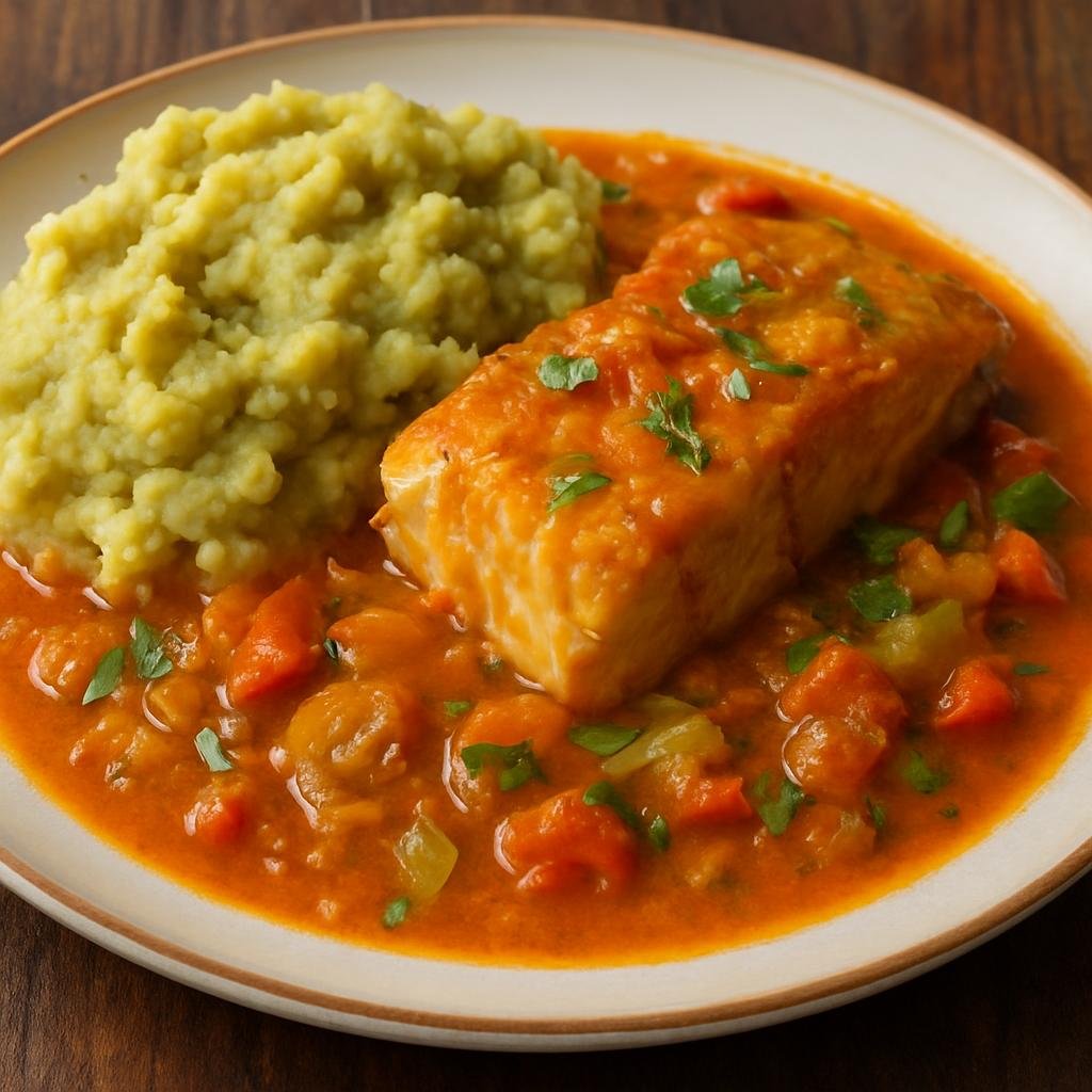 Entree: Belize – Central Culinary Region – Hudut (Garifuna coconut fish stew served with mashed green plantain) recipe