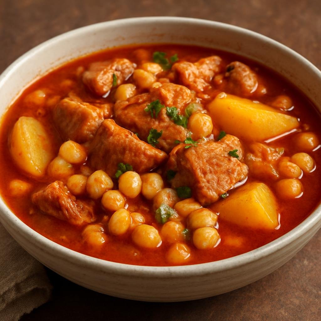 Entree: Bolivia – Central Culinary Region – Fricasé (Bolivian pork stew with hominy and potatoes in a seasoned red pepper broth) recipe
