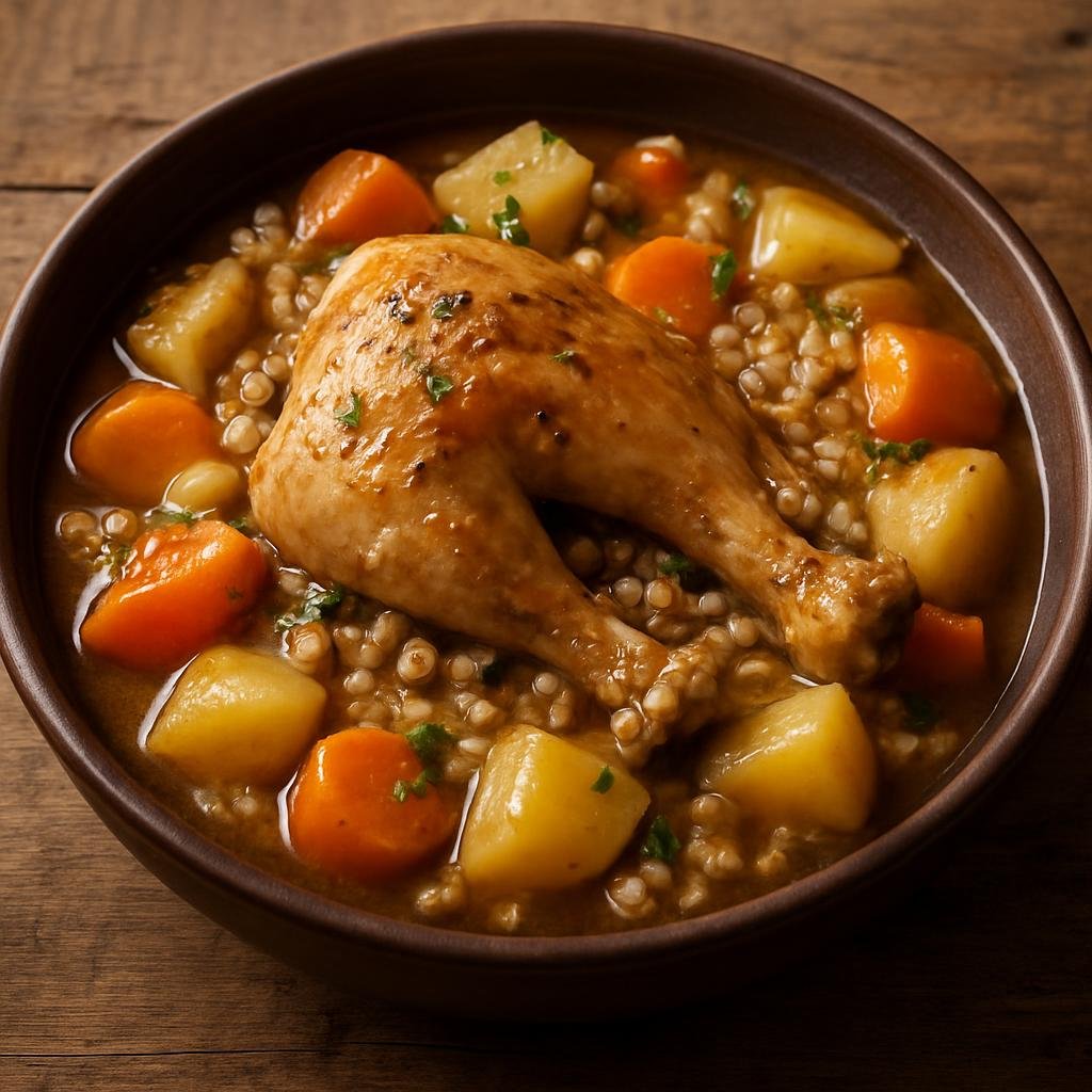 Entree: Faroe Islands – Høsnarungi (Traditional Faroese braised hen with root vegetables and barley) recipe