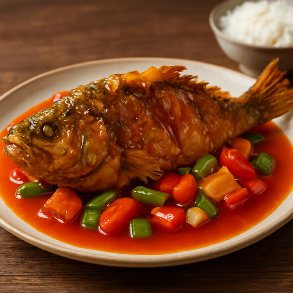 Entree: China – Beijing / Imperial North – 北京式糖醋鱼 ➤ Běijīng-shì táng cù yú (Crisp-fried whole white fish finished with a glossy, balanced sweet-and-sour glaze in the Beijing style) recipe