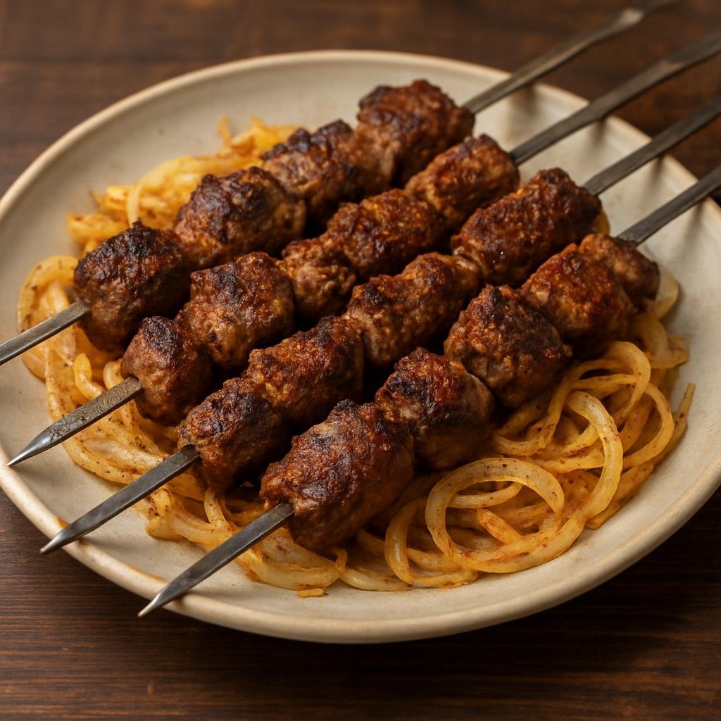 Entree: Uzbekistan – Fergana Valley – Tandir Kabob (Skewered lamb cubes roasted in a clay tandir oven, seasoned in Fergana Valley style) recipe