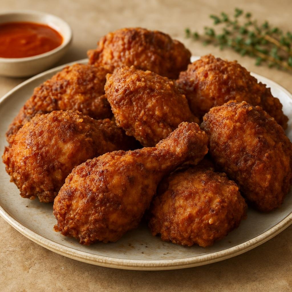 Entree: Barbados – National Cuisine – Bajan Fried Chicken (Crispy Caribbean-style fried chicken marinated in Bajan herbs and spices) recipe