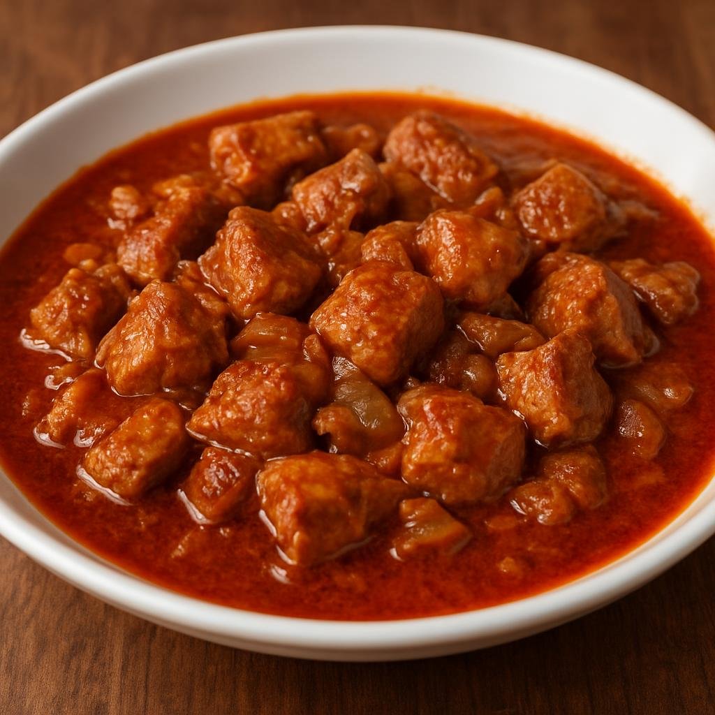 Entree: Hungary – Great Plain – Sertéspörkölt (Hungarian pork stew braised with onions and sweet paprika until tender) recipe