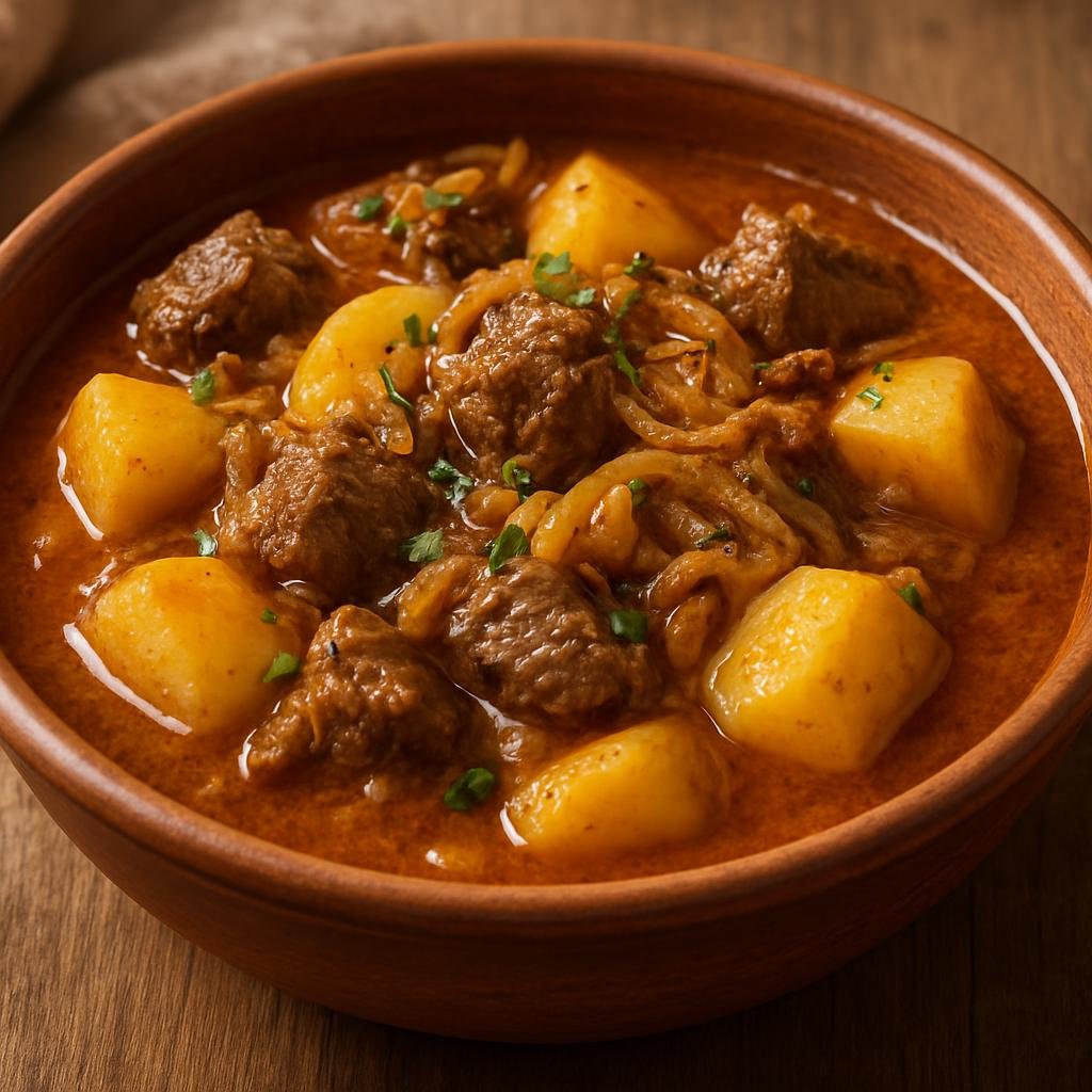 Entree: Kyrgyzstan – Northern Culinary Region – Оромо ➤ Oromo (Hearty northern Kyrgyz lamb and potato stew braised with onions and warm spices) recipe
