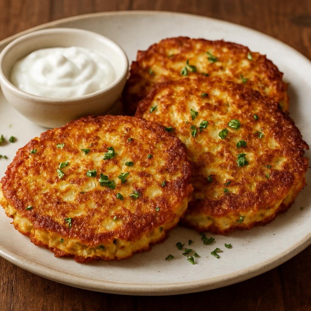 Entree: Luxembourg – Northern Culinary Region – Tiirteg (Crispy pan-fried potato pancakes flavored with onion and herbs) recipe