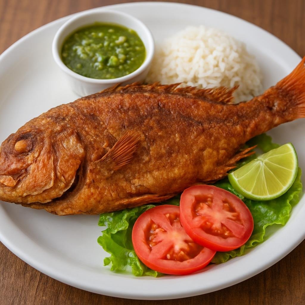 Entree: Puerto Rico – Northern Culinary Region – Chillo Frito (Whole red snapper seasoned and fried until crisp, a classic Puerto Rican preparation) recipe
