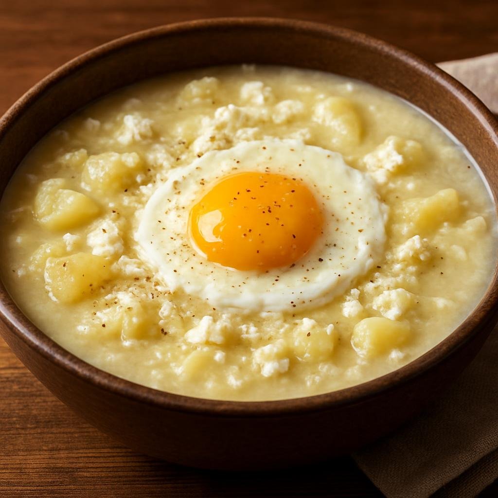 Entree: Venezuela – Northern Culinary Region – Pisca Andina (Hearty Andean potato and milk soup finished with cheese and a poached or lightly scrambled egg) recipe