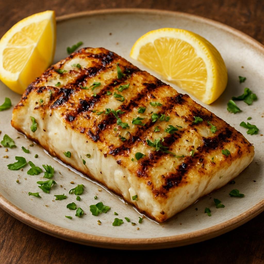 Entree: Antarctica – Northern Culinary Region – Grilled Antarctic Cod (Charred firm white fish fillets seasoned with citrus and herbs) recipe