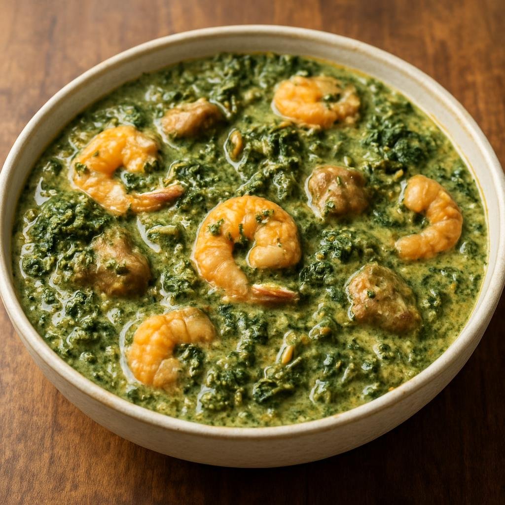 Entree: Mozambique – Southern Culinary Region – Matapa (A creamy stew of cassava leaves cooked with peanuts, coconut milk, and seafood or meat) recipe