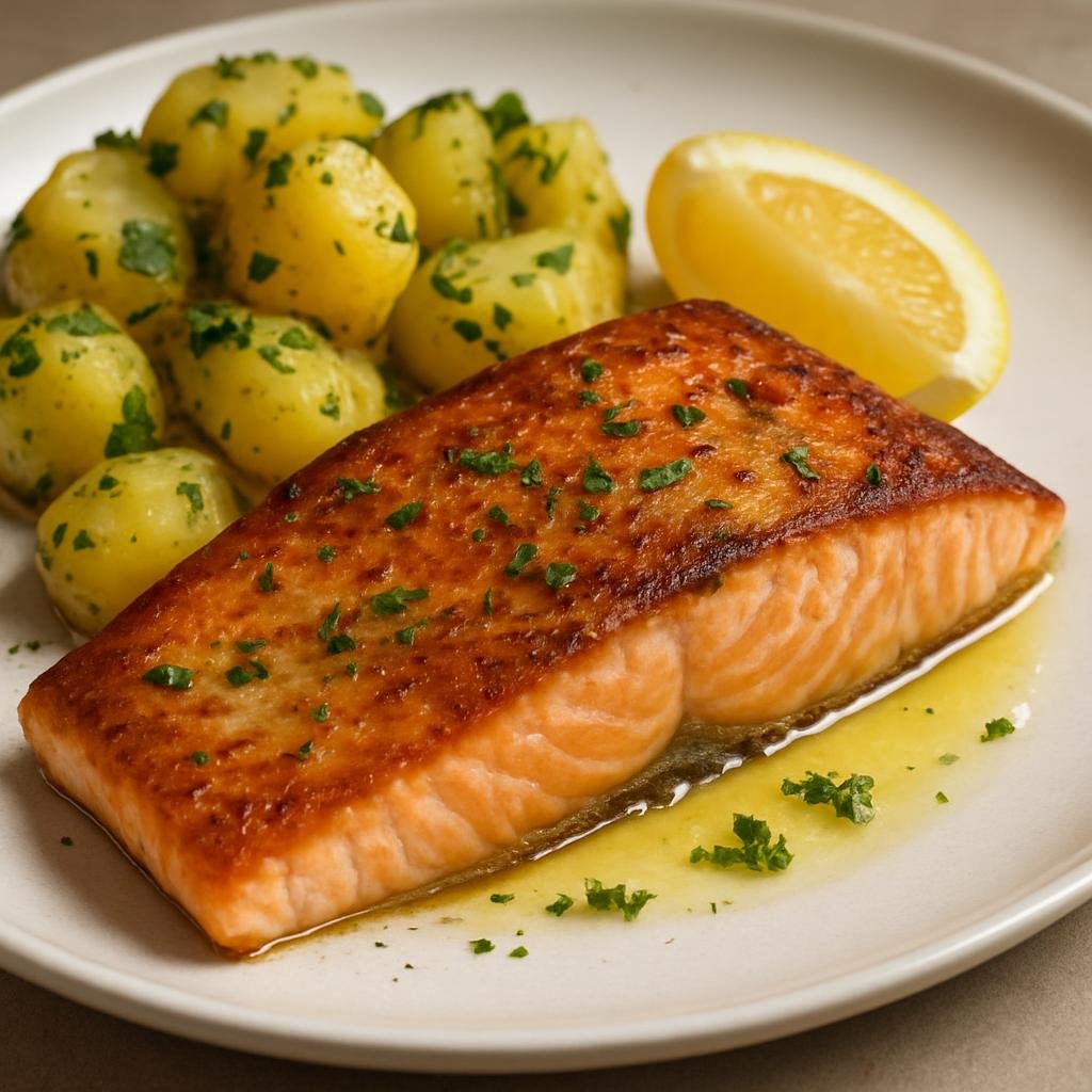 Entree: Svalbard and Jan Mayen – Southern Culinary Region – Arctic Char Fillet (Pan-seared Arctic char fillet served with butter, lemon, and fresh herb potatoes) recipe