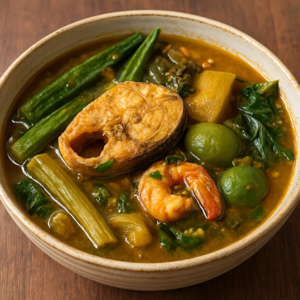 Entree: Cambodia – Khmer Central Cuisine – Samlor Korko (Khmer mixed-vegetable and fish stew scented with lemongrass and kroeung) recipe