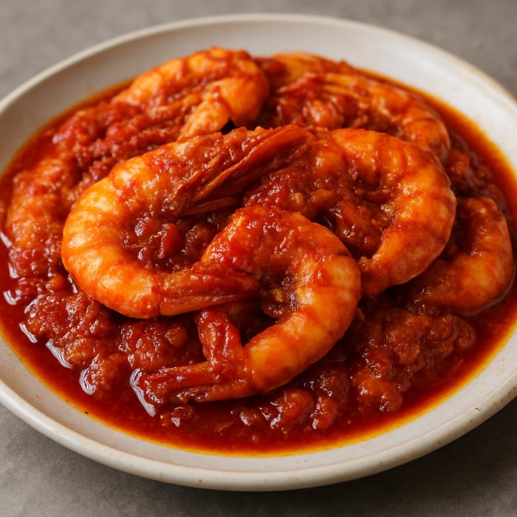 Entree: Singapore – Malay Singapore – Sambal Udang (Spicy Malay-style shrimp cooked in a fragrant chili-shallot shrimp-paste sauce) recipe