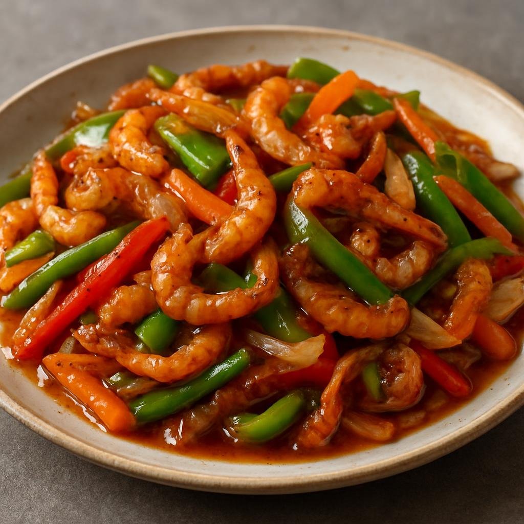 Entree: Antarctica – Northern Culinary Region – Antarctic Krill Stir-Fry (Quick stir-fried Antarctic krill with vegetables in a savory Asian-style sauce) recipe