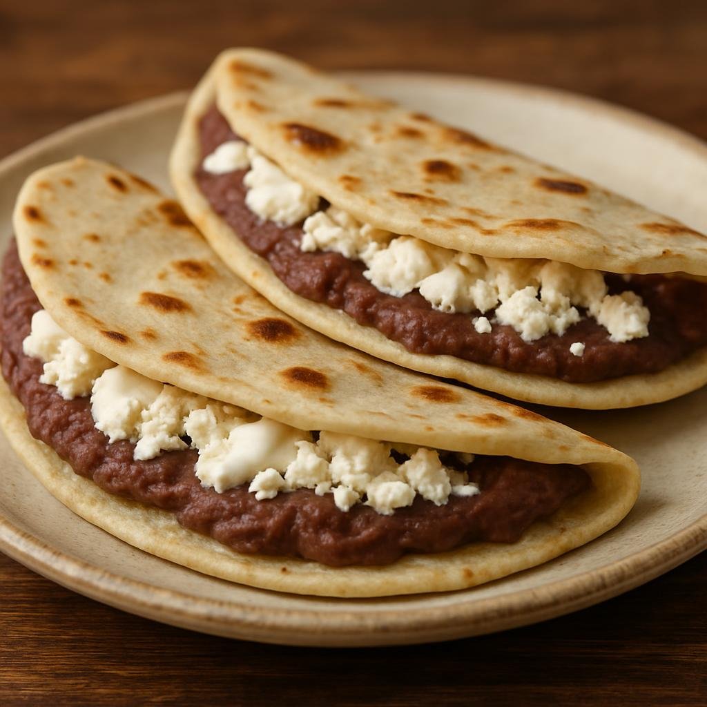 Entree: Honduras – Southern Culinary Region – Baleadas (Folded Honduran flour tortilla filled with mashed refried red beans, crema, and crumbly cheese) recipe