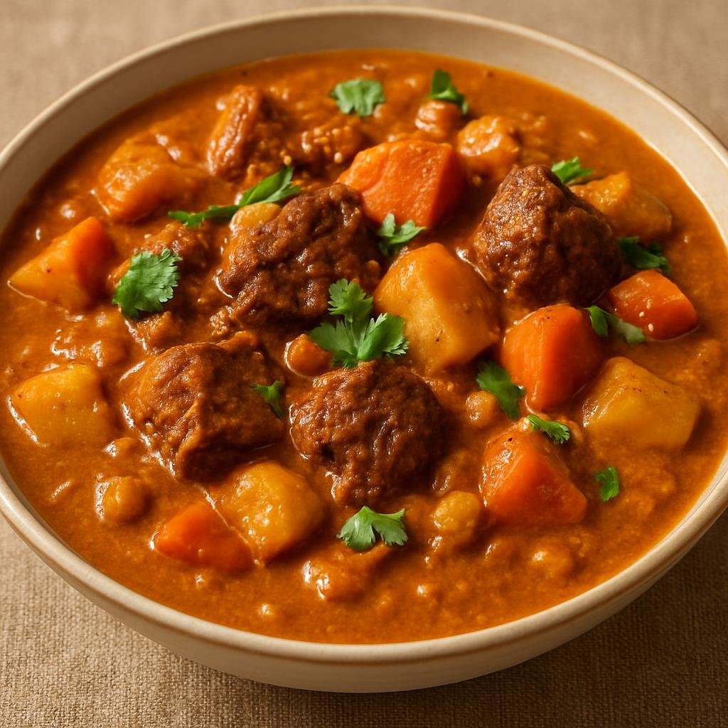 Entree: Mauritania – Southern Culinary Region – مافيه ➤ Mafé (Hearty West African peanut and meat stew with vegetables) recipe