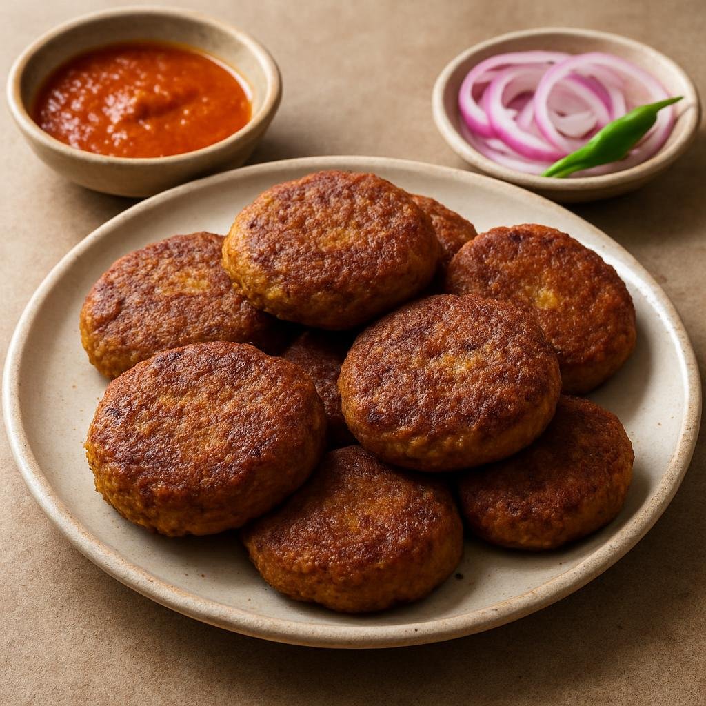 Entree: India – Awadhi / Lucknow – शामी कबाब ➤ Shami Kabab (Pan-fried spiced minced meat and split chickpea patties) recipe