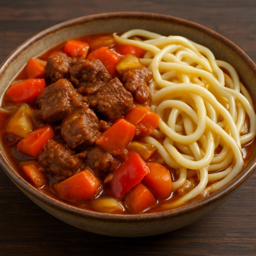 Entree: Kyrgyzstan – Southern Culinary Region – Лагман ➤ Lagman (Hand-pulled wheat noodles with spiced lamb and stewed vegetables in a savory sauce) recipe