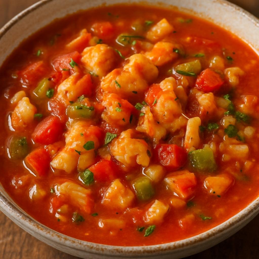 Entree: Sint Maarten (Dutch part) – Southern Culinary Region – Conch Stew (Hearty Caribbean tomato-based stew of tender conch simmered with vegetables and island spices) recipe