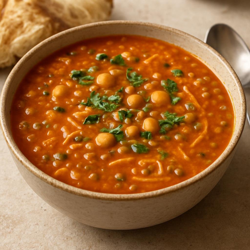 Entree: Morocco – Casablanca & Atlantic Coast – حريرة ➤ Harira (Hearty spiced tomato, lentil, and chickpea soup-stew traditionally served to break the fast) recipe