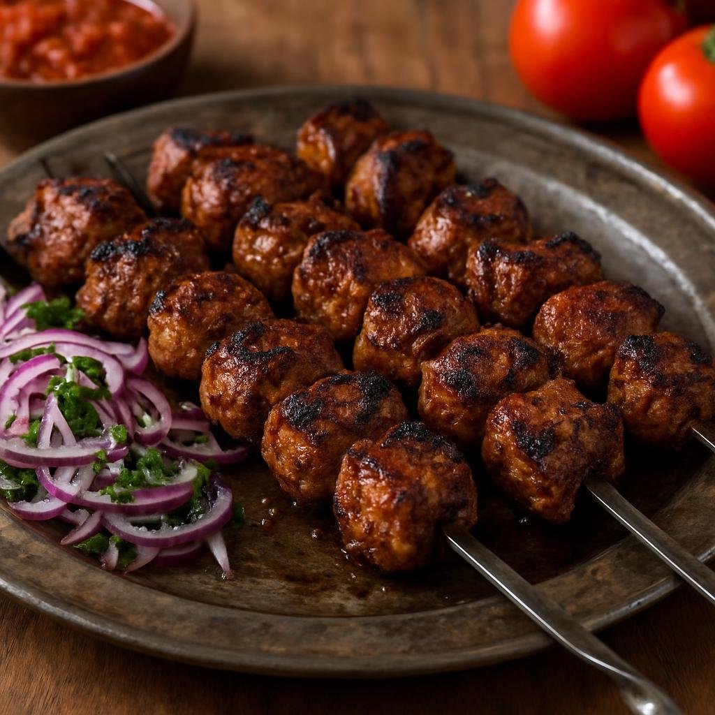 Entree: Azerbaijan – Caspian Azerbaijan – Shashlik (Skewered marinated lamb cubes grilled over high heat to a smoky, charred finish) recipe