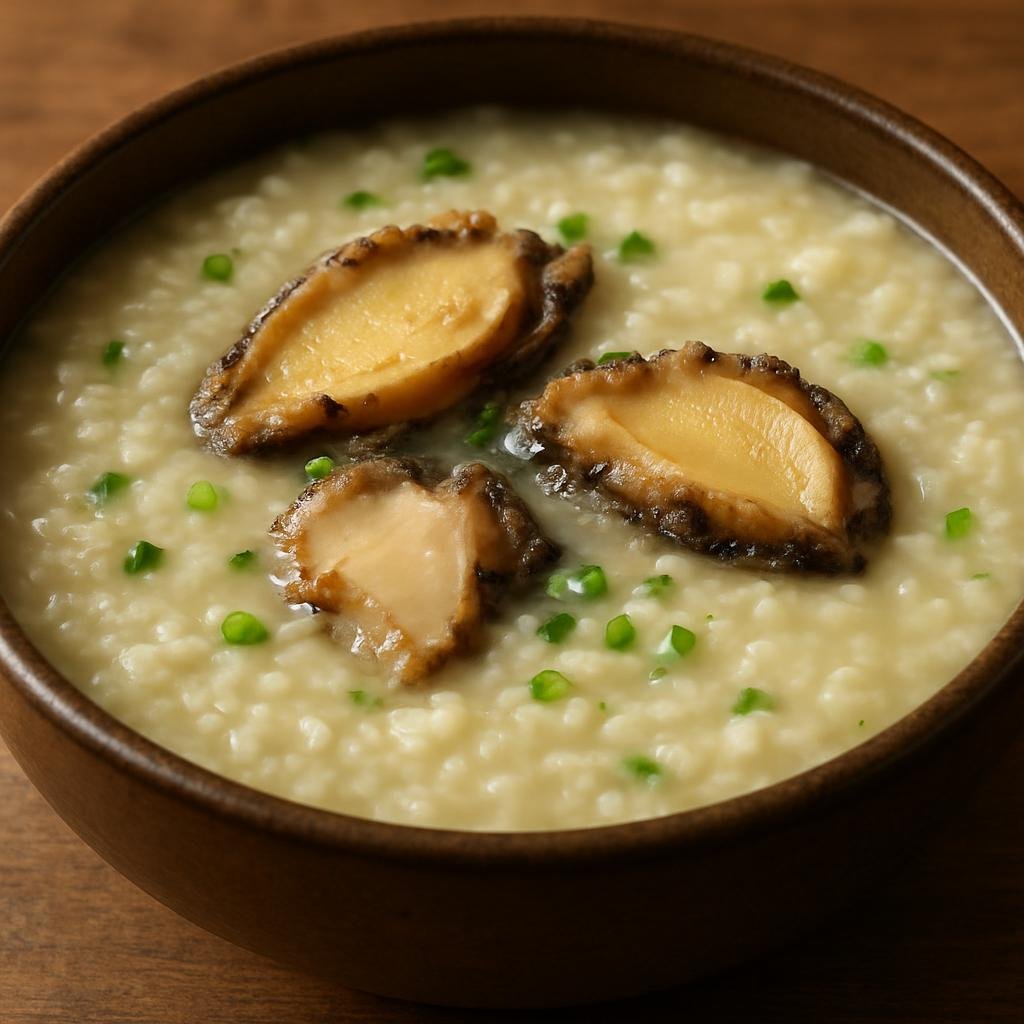 Entree: South Korea – Jeju – 전복죽 ➤ Jeonbokjuk (Creamy abalone rice porridge made with tender abalone and savory stock) recipe
