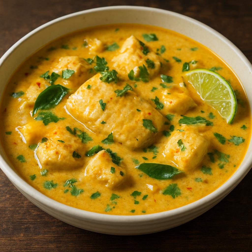 Entree: British Indian Ocean Territory – Northern Culinary Region – Fish and Coconut Stew (A creamy coconut milk–based fish stew seasoned with tropical spices, lime, and fresh herbs) recipe