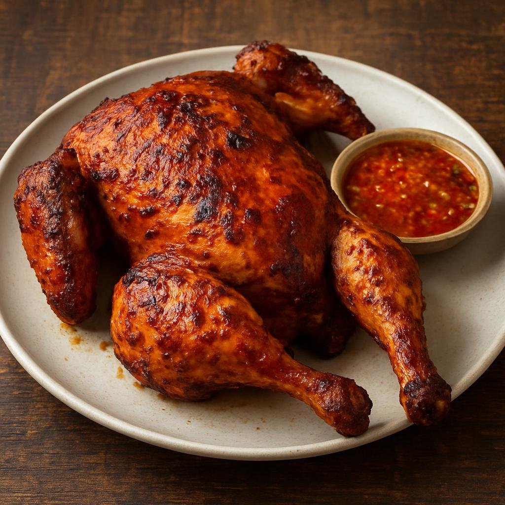 Entree: Burkina Faso – Northern Culinary Region – Poulet Bicyclette (Grilled or roasted free-range village chicken seasoned with a simple northern Burkinabé spicy-sour marinade) recipe