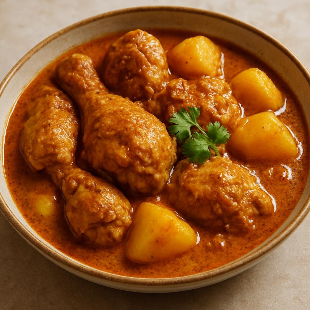 Entree: Mauritius – Southern Culinary Region – Cari Poulet (Mauritian curried chicken in a fragrant Creole-style sauce with potatoes) recipe
