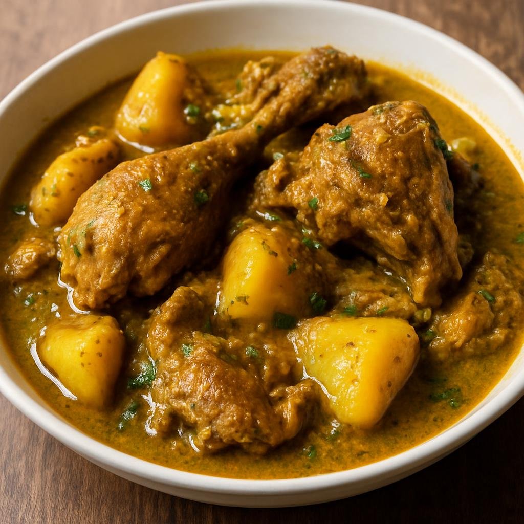 Entree: Trinidad and Tobago – Southern Culinary Region – Curry Duck (A spiced Trinidadian curried duck stew of bone-in duck pieces simmered with curry, herbs, and potatoes) recipe