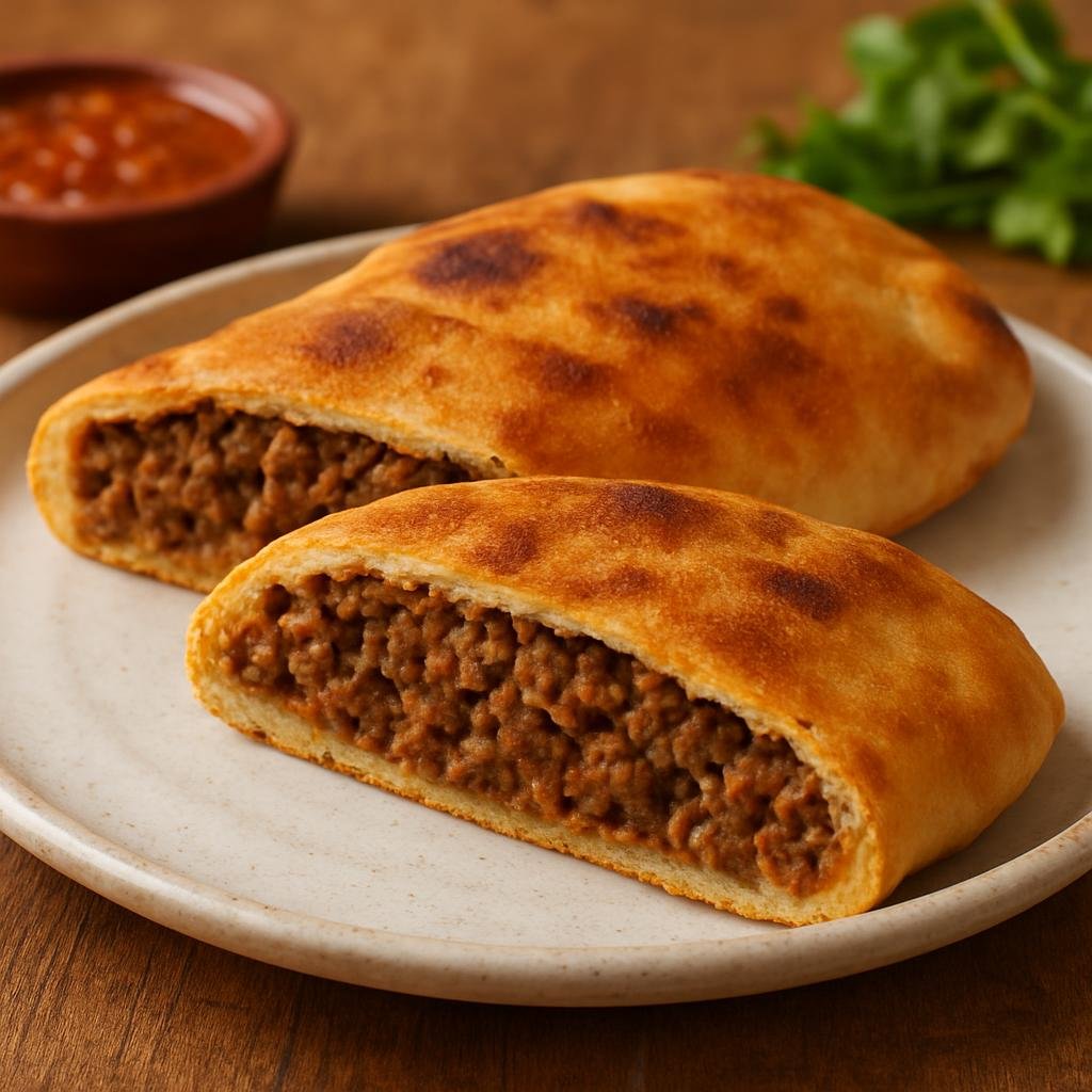 Entree: Egypt – Central Culinary Region – حواوشي ➤ Hawawshi (Egyptian spiced minced meat stuffed inside flatbread and baked until crisp) recipe