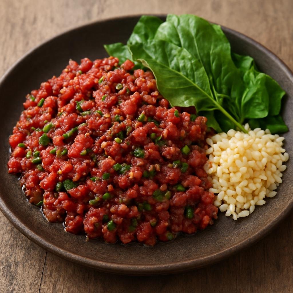 Entree: Nepal – Newari Cuisine – कचिला ➤ Kachila (Newari-style raw minced meat dish seasoned with spices, mustard oil, and timur served immediately with greens or beaten rice) recipe