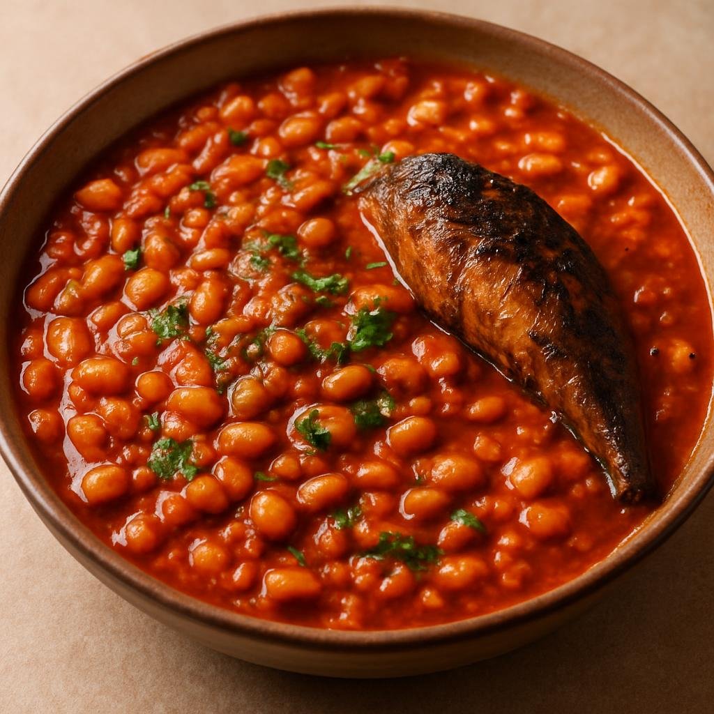 Entree: Democratic Republic of the Congo – Northern Culinary Region – Mbisi Ya Madesu (Hearty Congolese bean stew simmered with smoked fish, palm oil, and tomatoes) recipe