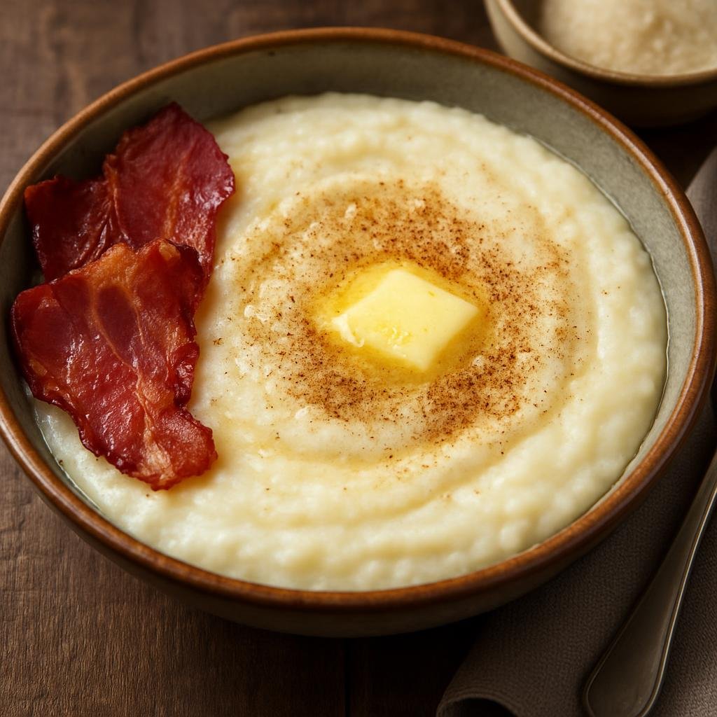 Entree: Norway – Oslo & Eastern Norway – Rømmegrøt (Rich sour cream porridge traditionally served with butter, sugar, cinnamon, and cured meats) recipe