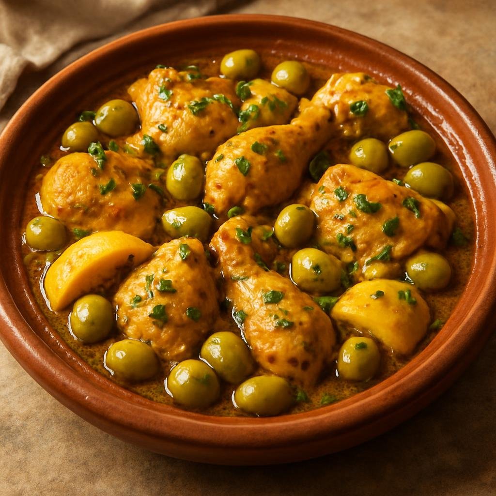 Entree: Algeria – Constantine & East – طاجين الزيتون ➤ Tajīn Zaytūn (Algerian chicken stew with green olives and preserved lemon) recipe