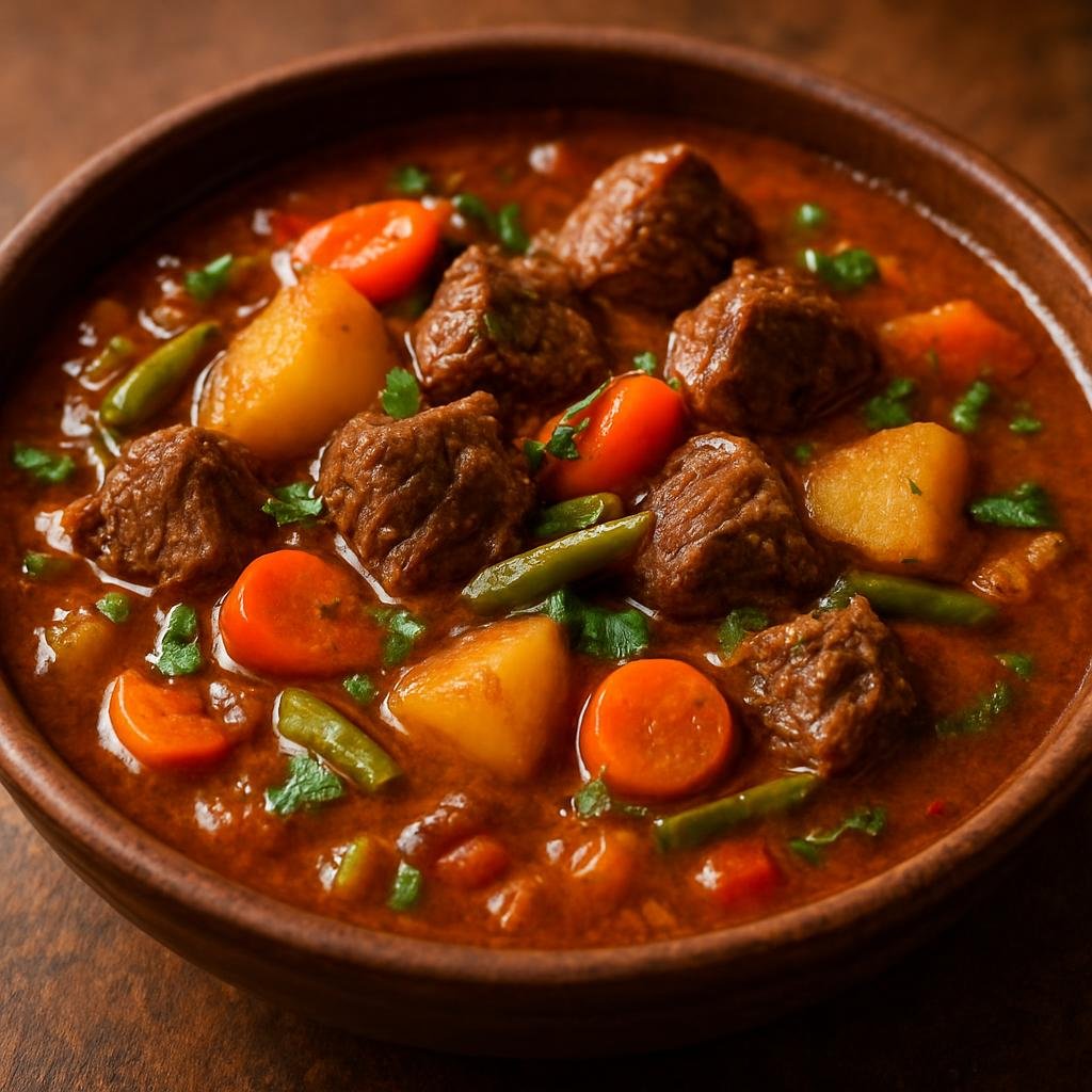 Entree: Guatemala – Southern Culinary Region – Estofado de Res (Hearty Guatemalan beef stew simmered with tomatoes, vegetables, and warm spices) recipe