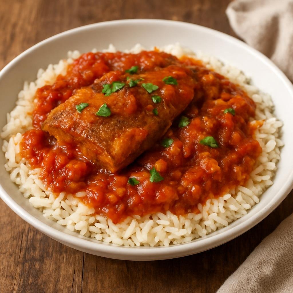 Entree: Mauritania – Southern Culinary Region – Riz au Poisson (Rice cooked with fish in a spiced tomato-based sauce typical of Mauritania's southern coast) recipe